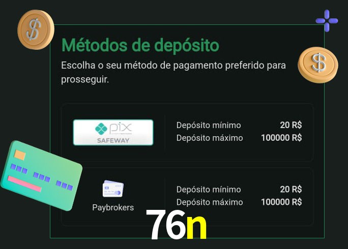 O cassino 76n oferece uma grande variedade de métodos de pagamento